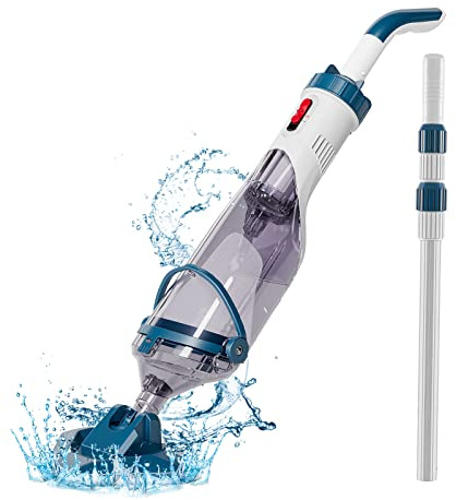 Aspirapolvere per piscina fuori terra con asta telescopica, durata fino a 1 ora, T403, portatile, ricaricabile, con potente aspirazione fino a 18,5 galloni/min, ideale per foglie, detriti