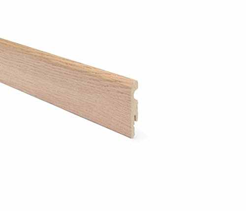CONF. 10 PZ BATTISCOPA PASSACAVO LISCIO MDF VARIE FINITURE E MISURE (10X65X2400MM, ROVERE)