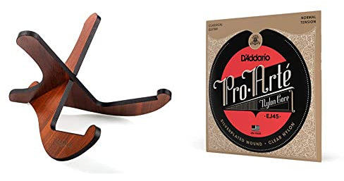 CAHAYA Support pour Guitare en Bois Stand Détachable pour Guitare Folk Acoustique Electrique Classique avec un Brevet de Conception CY0180 & D'Addario Corde Guitare Classique - Cordes Pro-Arte EJ45