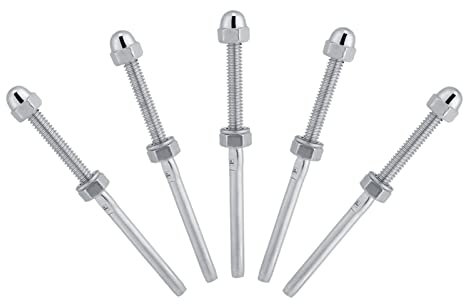Tensor de Cable de Acero Inoxidable, Tensor Roscado de 10 Piezas, Extremos de Perno para de Riel de Cable de 1/8 Material de Acero Inoxidable, Varillas Roscadas y Pernos