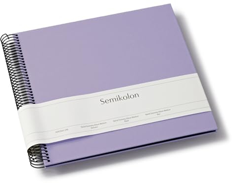Semikolon 369997 Spiral Album Economy Medium - 23x22,3 cm - Fotoalbum, 40 Seiten schwarz, Fotobuch, lilac silk lila