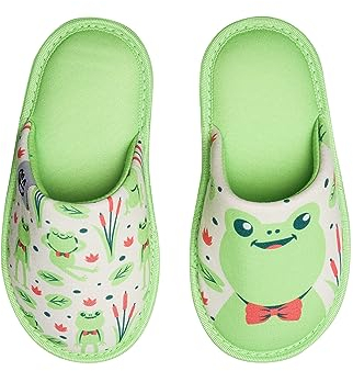 Dedoles Pantofole Donna Uomo & Bambini Ciabatte Memory Foam con tanti Design Unicorno Gatti Caffè Musica Regalo, Colore: Ranocchia, 32-33 EU