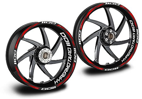 Adesivi cerchi compatibili per moto ducati hypermotard 1100 (rosso)