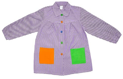 ETREXONLINE Malschürze für Kinder 2-3 Jahre in der Schule, Bastelschürze für Kinder mit Knopf, Schürze für Schule und Handwerk - Lila