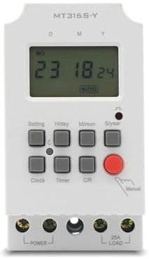 RWRAPS microcomputer Interruttore Timer 220VAC 25A MT316S-Y Temporizzatore programmabile su Guida DIN con LCD Temporizzatore Giornaliero/mensile/Interruttore orario Digitale annuale