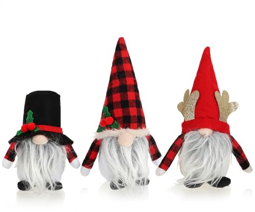 com-four® 3X Premium Weihnachts-Wichtel - Weihnachtsdeko - winterliche Zwergen-Figur - Dekoartikel - irische Deko-Trolle - keltischer Gnom mit Bart (3 Stück - irisch-keltisch)