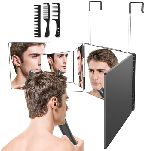 Armour Fit 3-Way Mirror – 360° Adjustable Foldable Trifold Wall-Mounted Mirror for Hair Styling, Cutting, Coloring, Makeup, and Shaving (Without LED)