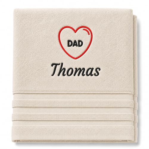 Pet-Jos Personalisiertes Handtuch mit Namen Schön gestickter Name Handbadetuch 100% Baumwollhandtuch Personalized Custom Towel with Name (140 x 70 cm, Mag Papa)