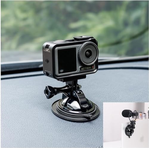 JJC Supporto a Ventosa per GoPro Hero/DJI Osmo Action Camera Supporto da cruscotto per Auto e per Microfono LED e Attrezzatura 1/4-20 su Laptop e Altro Ancora