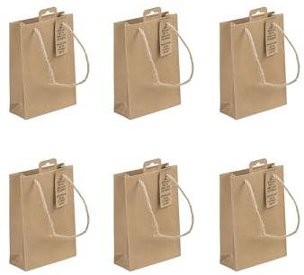 Eurowrap 28800-5Cpack - Un lot de 6 Sacs Cadeaux Kraft - Format Parfum - 13x5x16cm - 210g - Emballage Cadeau Kraft, Emballage, Idéal pour : Parfum, Bijoux, Alimentaire