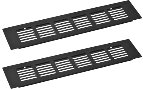 sourcing map 2pcs Rectangle Ventilation Grille Aluminum Alloy Mesh Air Vent Cover Louvered Ventilation Cover for Cabinet Wardrobe Shoe Cabinet Closet, 250x60mm/9.84x2.36
