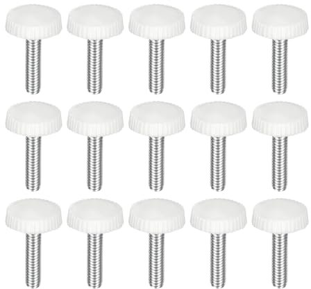 QUARKZMAN 40 Piezas de Tornillos de Pulgar con Rosca M4x16mm, Cabeza Redonda de Plástico con Agarre de Perillas de Acero al Carbono Galvanizado, Tornillos de Sujeción, Blanco