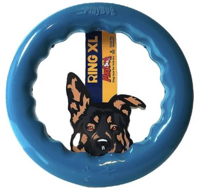 PlayDog Ring XL – Gummi-Ring für Hunde mit starken Kiefern | Unzerstörbares Hundespielzeug aus Naturkautschuk für große Rassen | Interaktives & zahnschonendes Kauspielzeug, 26 cm Ø, 900 g