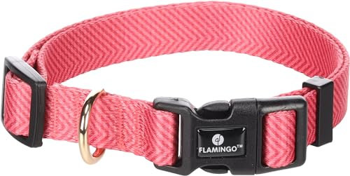 Flamingo Collier Chien Noekie Rose M 40-55cm x 20mm - Réglable en continu avec Boucle à clic