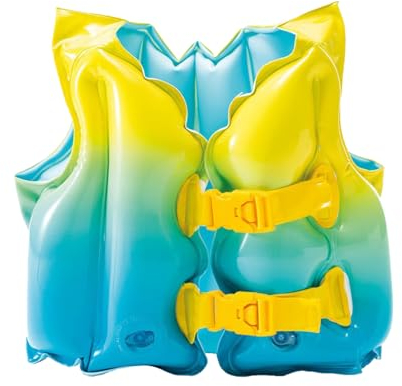 BRTNUP Kinder Schwimmweste Aufblasbare Schwimm Weste PVC Schwim Jacket Schwimmhilfe Auftriebsweste Badeanzug Bademode Schwimmtraining Badeweste für Jungen Mädchen 3-6 Jahre (Blau Gelb)