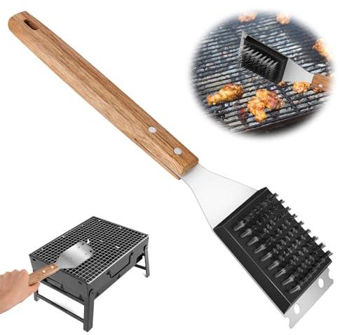 LWMTT Cepillo Barbacoa 3 en 1 Cepillo Barbacoa de Acero Inoxidable Cepillo Limpiar Barbacoa 38cm Limpieza Barbacoa con Raspador para Limpiar de Parrillas, Bandejas para Hornear, Redes para Asar