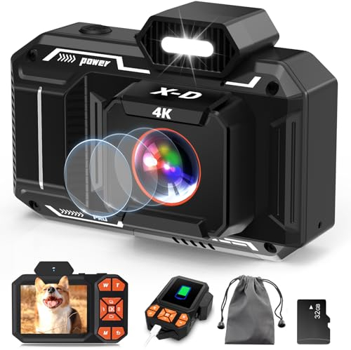 Macchina Fotografica Fotocamera Digitale Camera 4K 48MP AutoFocus con Scheda TF da 32 GB, 10X Zoom Digitale 2,8 Schermo Macchina Fotografica Compatta per Bambini, Adolescenti, Principianti - Nero