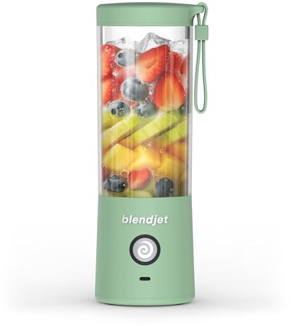 BlendJet Portable Blender for Smoothies & Shakes - 16oz BlendJet 2 Cordless Personal Small Blender, USB-C Rechargeable & Self Cleaning - Mini Travel Blender with Stainless Steel Blade (Sea Glass)