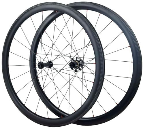 NBTRXWAFR Ruedas De Bicicleta De Carretera Carbono 700C Llanta para Cubierta Freno En V 38/50 Mm Ruedas De Bicicleta Carreras 28 Mm Ancho 45# Radios Sólo 1830G Mate,40MM