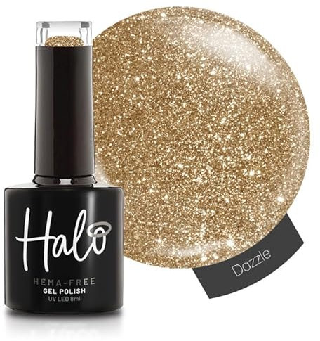 Halo Gel Polish 8ml - Dazzle. UV/LED Gel Nail Polish, Long Lasting & Easy To Apply. Nail Art Colours For Manicure & Pedicure. Gel Polish For Professional & Home Use.