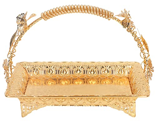 Vassoio da Portata, Vassoio Decorativo in Lega di Zinco, Vassoio da tè con Stile Vintage per Bar e Bar di Casa