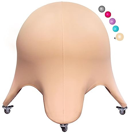 ENOVI Sitzball Mit Überzug Und Möbelrollen, Sitzball Büro, Bürostuhl Ergonomisch (Sonnenuntergang Gold, 60-65cm Sitzhöhe)