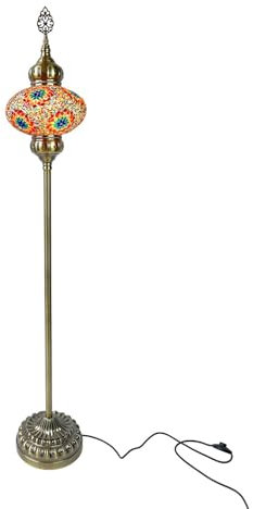 GDLight Türkische Stehlampe Vintage marokkanisches Stehlicht Mosaik-Bodenleuchten Handgefertigte Sofa-Seiten-Stehlampe für Heimdekoration, Schlafzimmer, Wohnzimmer, Bar, Café, 61 Zoll hoch,B