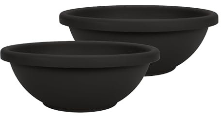 The HC Companies Lot de 2 Pots de Fleurs, Noir, 33 cm