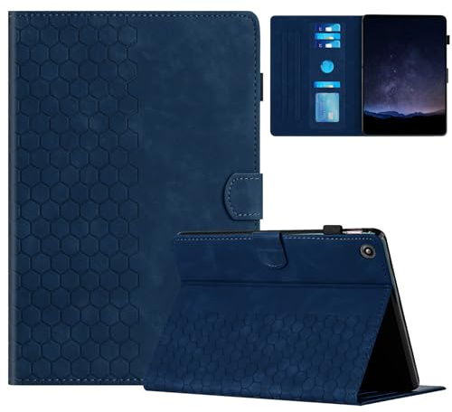 DayQiQiPu Case for New Kindle Fire HD 8 2016/2017/2018 (6th/7th/8th Gen, 2016/2017/2018) Honeycomb pattern Holder Kickstand Magnetic Closure Flip with Auto Wake/Sleep Protective Cover,Dark Blue