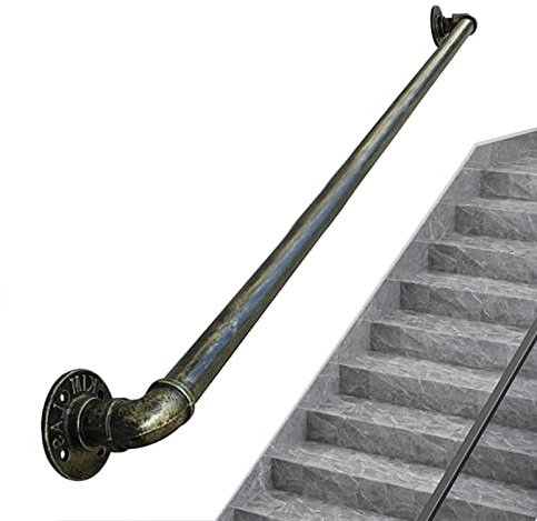 Corrimano da 1 piede a 20 piedi per scale,gradini interni ed esterni - Ringhiere per scale Corrimano per disabili Anziani Bambini Barra di supporto esterna in ferro battuto in metallo bronzo (dimensio