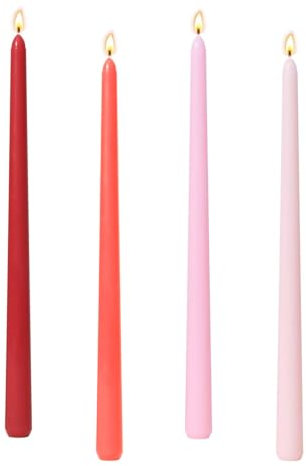 Scentoria Stabkerzen Rot, 4 Stück Kleine Kerzen, Stabkerzen, Spitzkerzen Höhe 25 cm ø 2,2 cm, Bunte Kerzen, Rituals Kerze, Tisch Dekoration, Bankett, Hochzeit