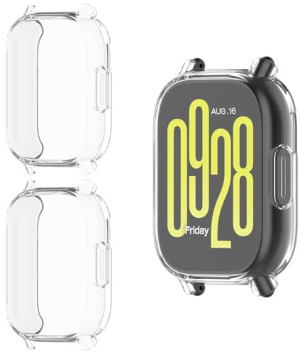 HOMTERN 3-Pack Cases Compatible with Redmi Watch 5 Active,Flexible TPU Full Covered Shell Shockproof Scratch-Proof Screen Protector Case, 3 Pack Clear