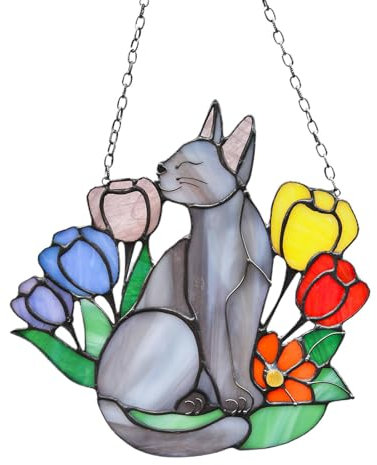 Regenbogen-Katzen-Anhänger aus Acryl, lebendiger Regenbogen-Katzen-Sonnenfänger, Sommer-Terrasse, Garten, Baumschmuck für Schlafzimmer, Wohnzimmer