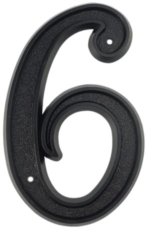 GFDSGRE Hausnummer 139 mm große 3D-Hausnummer, Tür, Hausadressnummern for Hausnummern, digitales Türschild for den Außenbereich, 5,5 Zoll. Nr. 6, schwarzer ABS-Kunststoff Hausnummernschild