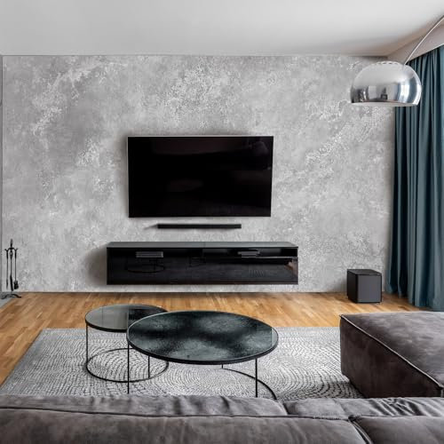 dedeco Wohnzimmerrückwand TV-Wand Wandpaneel Wohnrückwand Rückwand Tapetenersatz, Motiv: Beton V9, 250 x 100 cm, Nano-Protect: matt, wasserfest, robust, als Wandverkleidung aus Hartschaum PVC