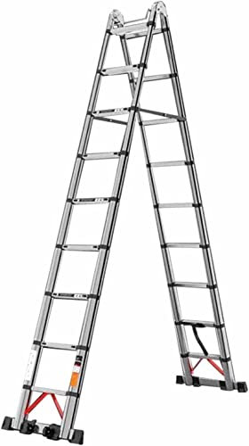 DRFGNF 3 In 1 Aluminio Telescoping Ladder/Folding Straight Ladder/A e Step Ladder, 5m 6m 7m Tallest Extension Ladder for Outdoor Roof, Building & Stairs