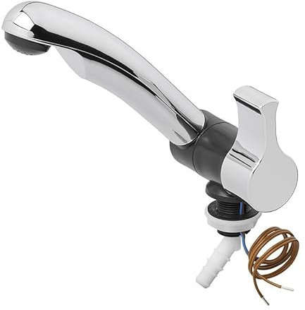 Robinet froid style 2005 12 V Ø 20 mm – Pivotant – Chromé/noir pour camping-car et caravane