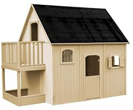 SOULET - Cabaña Alta de Madera Infantil sobre Pilotes Dúplex 306x212x249 cm - Casita de Juegos Elevada para Niños - Cabaña de Madera con Entreplanta y Balcón - Espaciosa y Segura - Fácil Montaje
