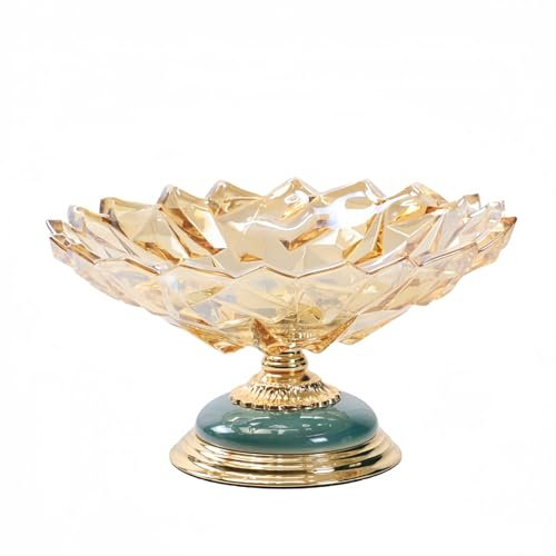 XYUERU Coupe à Fruits en Cristal, Plateau à Fruits en Verre, Assiette à Salade de Fruits, Plateau à Fruits en Verre, Assiette à collation décorative en métal, Coupe à Fruits décorative(32x17.5cm)