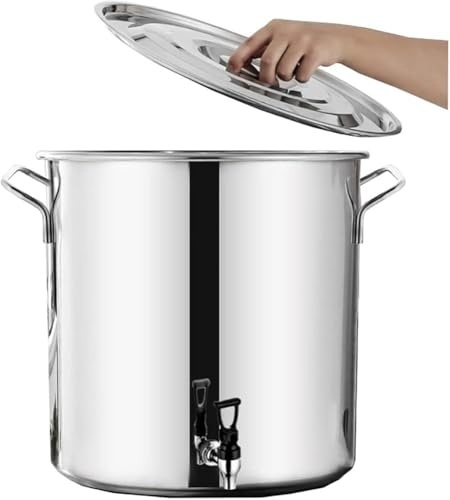 GAOAZHEN Suppentopf aus Edelstahl mit Hahn – Robuster Kochtopf für Suppe, Milch, Brühe | Hitzebeständiger Boden und ergonomischer Deckel | Professionelle Küchenlösung