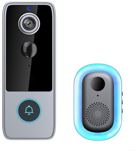 Smart WiFi Doorbell, 720P HD Video With Two-Way Audio, IP65 Weatherproof, Motion Detection Alerts & Auto Snapshots, Black ABS Security Camera, Works With Alexa/Google Home (1-Pack)