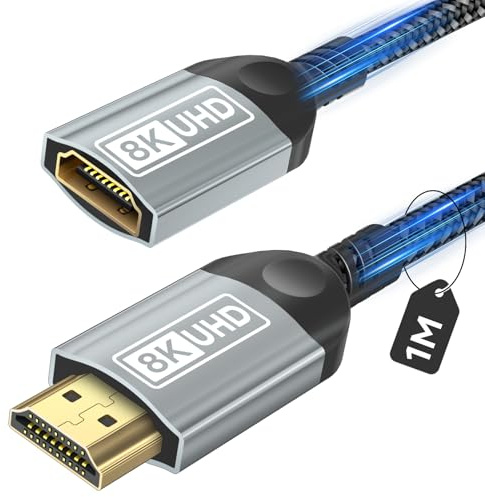 Nersligek Cavo Prolunga HDMI, Cavo di Prolunga HDMI Maschio a Femmina per Estensore 4K, Alta Velocità UHD HDR ARC Compatibile con TV Stick, Roku, Blu-Ray, Xbox, PS5, PS4, HDTV, laptop - 1M