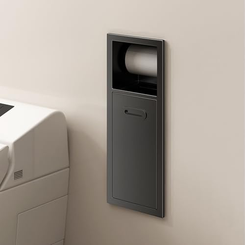 Duschnische Aus Edelstahl, Versenkter Toilettenpapierhalter Mit Mülleimer Und Aufbewahrung, Druckschalter, Zweistöckiges Badezimmerregal Für Toilette, Küche Und Hotel(Gray)