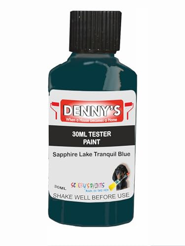 SCOOBYS PAINTS BACK IN THE MIX Chalk Emulsion Matt Paint, Water-Based, No Primer Required, For Walls and Furniture Dark Blue, (Sapphire Lake Tranquil Blue, 30ml Colour Tester)