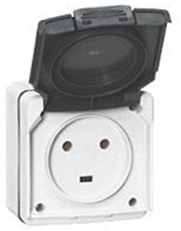Legrand 091655 Prise Étanche Plexo Complet Saillie, 2P+T, 20A, IP55, Gris