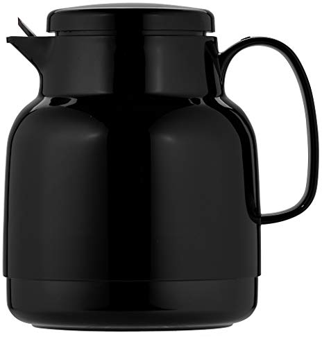 Helios Mondo Kunststoff-Isolierkanne mit Teesieb, Schwarz, 14.2 x 13.6 x 19.3 cm
