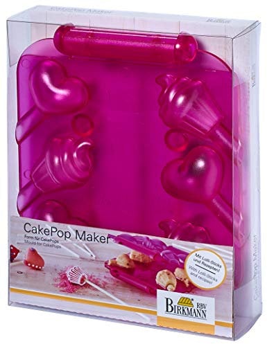 Birkmann 443129 CakePop Maker Hearts&CupCakes, Plastikpresse für 6 CakePops