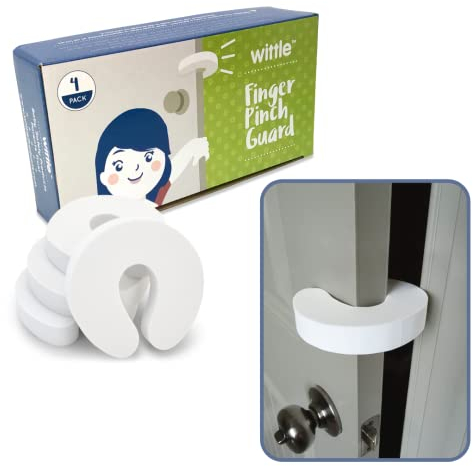 Wittle Baby Proofing Türstopper, weicher EVA-Schaumstoff, Fingerschutz, verhindert Verletzungen, zuschlagende Türen, Kinder oder Haustiere im Raum, Weiß, 4 Stück