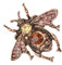 Broche Pin Abeille Strass Cristal Bijoux Femme Millésime Vintage - Bronze Rouge