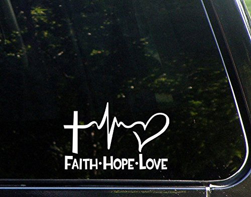 Starworld Faith Hope Love Aufkleber für Fenster, Auto, LKW, Weiß